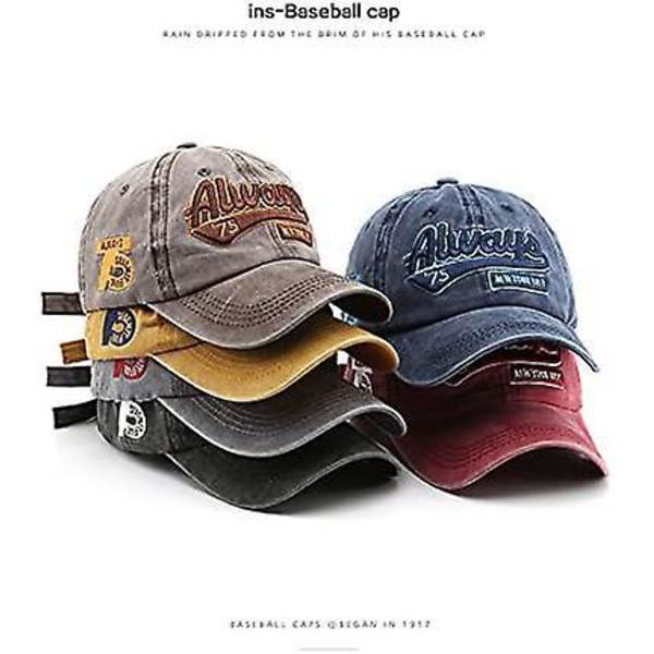 Retro herre vasket & åndbar baseball cap - justerbar sommerhat (56-60cm)