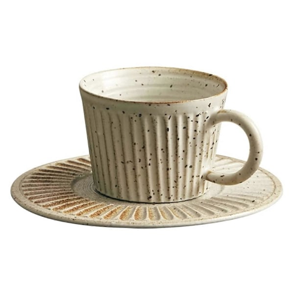 Kaffekrus Kaffekopp Husholdnings Steintøy Stripet Kaffekopp Med Skål Tekopp, Fancy Tekopper, Blomst Tekopp, Tesett