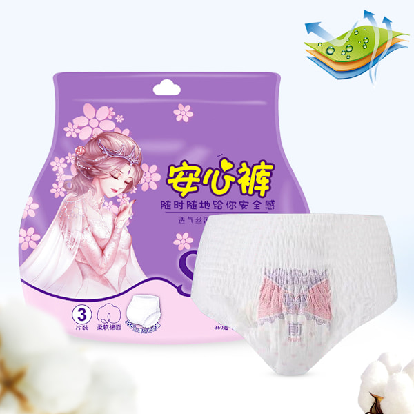 3st/påse Nattbruk Sanitetsskydd Trosor Engångs menstruationsunderkläder Maxi Overnight Trosskydd Feminin CareFree Storlek