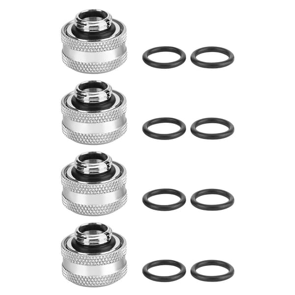 4 st/förpackning Vattenkylningskompressionskoppling för styvt akrylrör OD 14mm Silver
