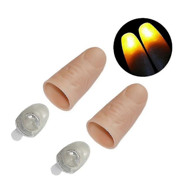 2 st Party Ljus Upplysta Glöd Tummar Ljus LED Blinkande Fingrar Ljus Magiska Trick Rekvisita Zekai GulLjus