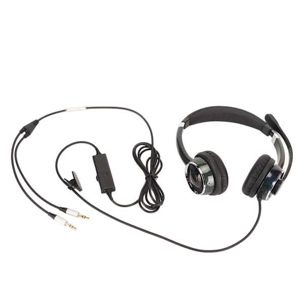 Kablet forretningsheadset med støydemping, ergonomisk binaural telefonhodetelefon med mikrofon for kontorsamtaler, dobbel 3,5 mm porter