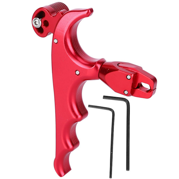 Metal 4-Finger Bow Release Caliper Thumb Trigger Grip Hunting Shooting AccessoriesRed