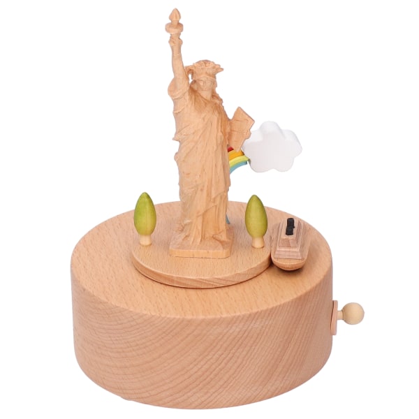 Statue Music Box Træ Musical Box 3D Carving Håndværk Gave Roterbar boligindretning Ornament