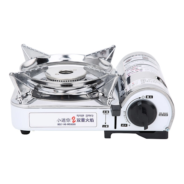 MS-8000 Bärbar Gasspisbrännare Campingkassett Ugn Vindtät för Camping Picknick Grill (Silver)
