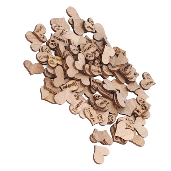 200 stk trehjerter 16x22mm Premium tre miljøvennlig giftfri bred applikasjon hjerteutskjæringer for DIY-gaver håndverk