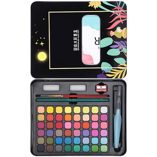 48 färger fasta pigment vattenfärger set bärbar med järnbox mineralmaterial