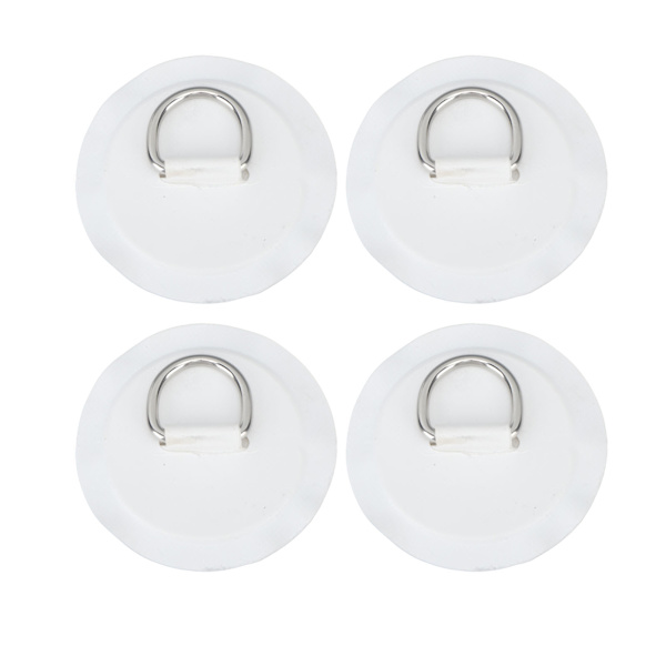 4 st D-ring lappar PVC rund form starkt rostfritt stål D-ring dyna för båt flotte paddelbräda vit