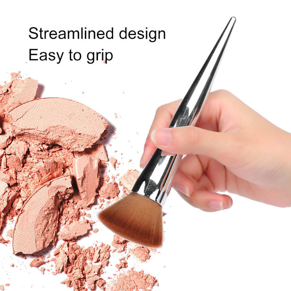 2 i 1 Multifunktionel Bærbar Blusher Pensel Pudder Kosmetisk Pensel Makeup Værktøj Sølv