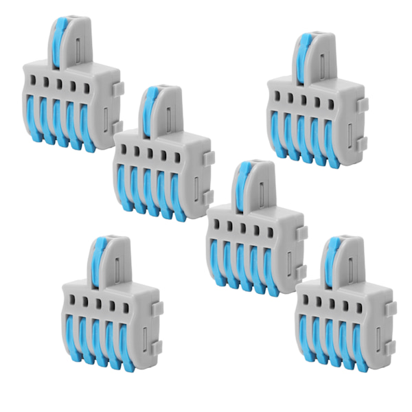 20 stk. SPL lynkobling 1 ind 5 ud PushType splitter kobber og PC-materiale ledningsterminal (blå)