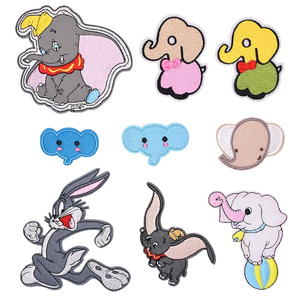 Broderede Iron-On Patches Sæt med 9 til gør-det-selv-tilpasning af børne- og voksentøj