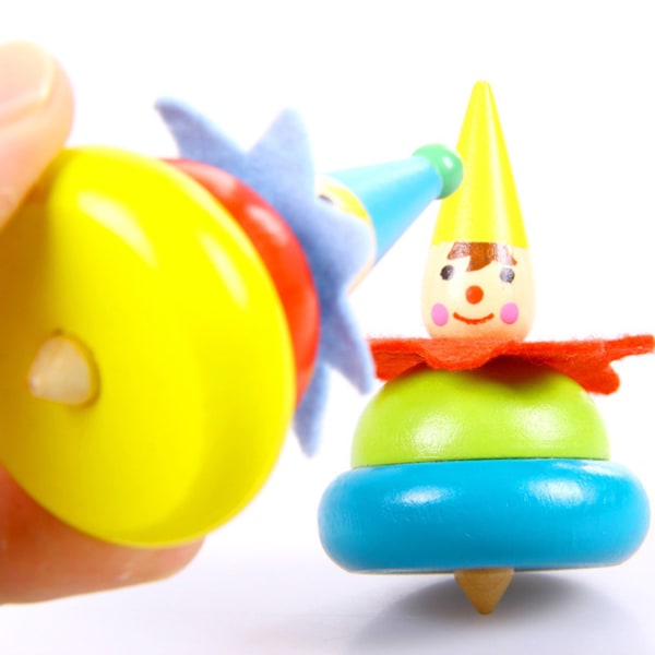 2 st slumpmässiga färger träclown snurrande topp tumbler leksak clown pedagogisk present till barn baby