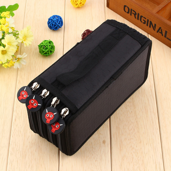 72 Indsættelse af Super Large Capacity Multilayer Pencil Pen Bag Pouch Kosmetisk etui Sort