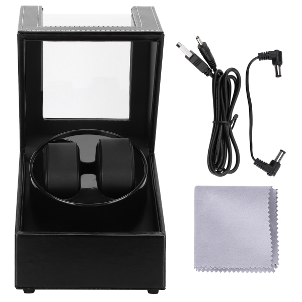 Automatisk Watch Winder Box til mekanisk Ur USB Plugin Display Case Læder Style