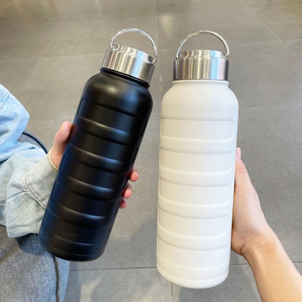 Isolert kopp med håndtak 750ml rustfritt stål fôr bærbar vannflaske for student for utendørsaktiviteter hvit 750ml