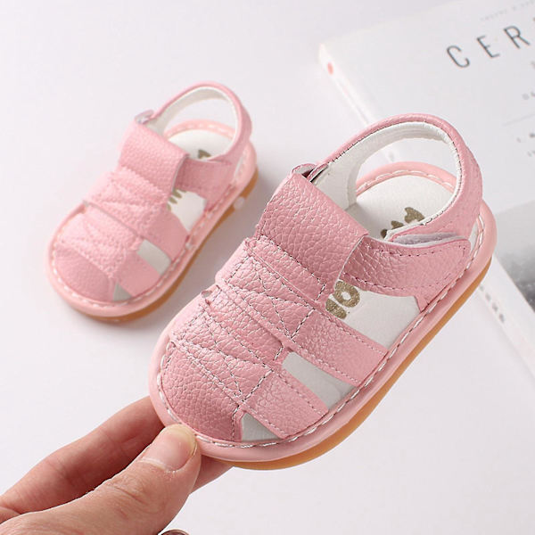 Søde hul mønster bløde skridsikre sandaler til småbørn baby piger drenge16 Pink