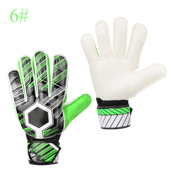 Voksne barn Profesjonell fotball Fotball Målvakt Keeper Thicken PU Gloves ProtectorGreen 6#