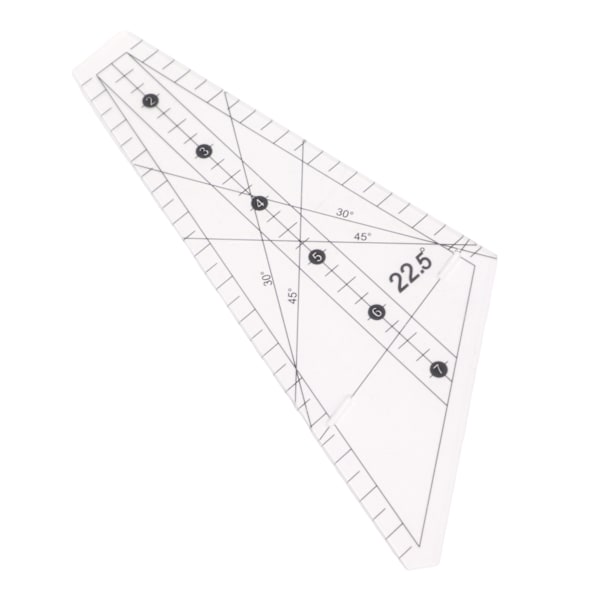 Quiltestang 22,5 grader Slot Design Transparent Plast Skræddersyning Lineal Værktøj til Syning DIY Håndværk12ft