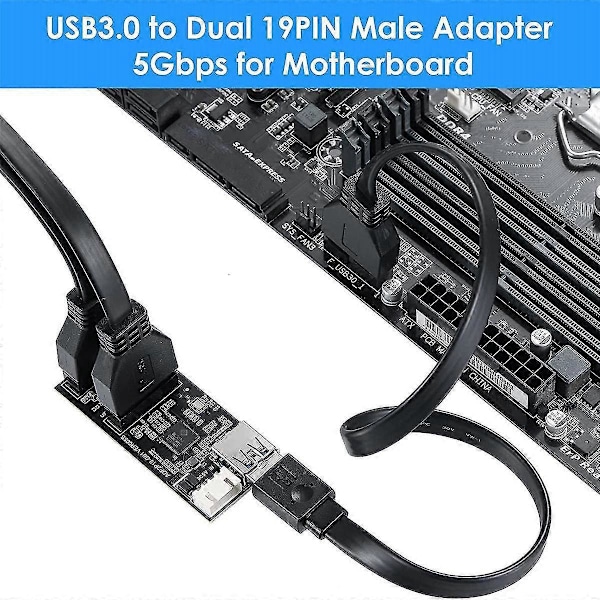 Usb 3.2 Gen1 -kaksois-19-nastainen urosadapterikortti, 5 Gbps Usb3.0 - 2-porttinen 19-nastainen laajennuskortti, yhteensopiva Windowsin kanssa