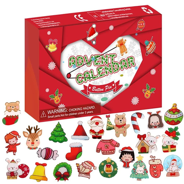Julbroch Adventkalender för Barn, 24 Dagars Nedräkningspresent