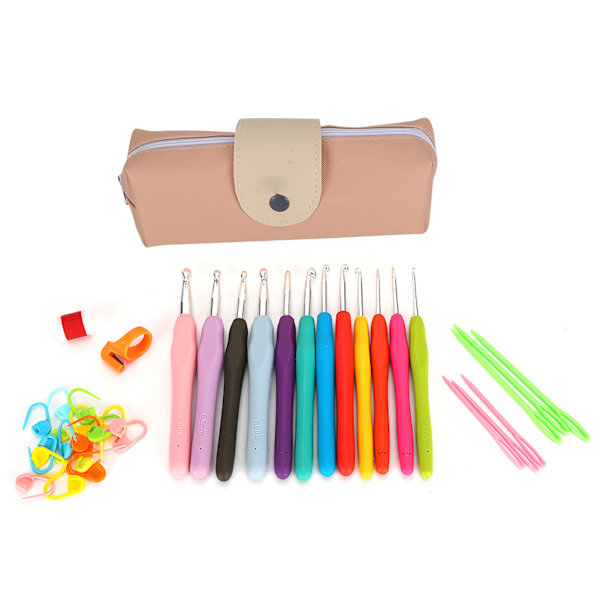 12Pcs Crochet Hook Set with Sewing Needle Ring Cutter Sewing Knitting Tool Kit Accessories