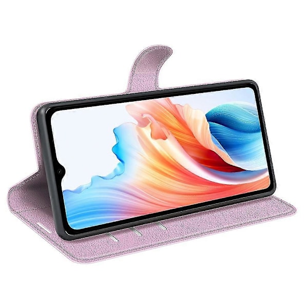 For Oppo A38 4G Deksel Lommebok Telefon Shell Litchi Tekstur Stativ Lærdeksel Zekai Rosa Stil C Oppo A38 4G