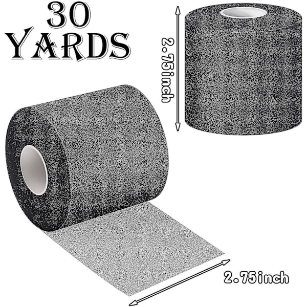 Hurtig levering - 3 stk. Athletic Pre Wrap Tape 2,75 tommer x 30 yards til sport sort