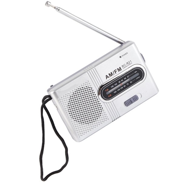 AM FM-radio Lang 5W-høyttaler som varer i bærbar lomme transistorradio med øretelefonkontakt for hjemme utendørs sølvgrå