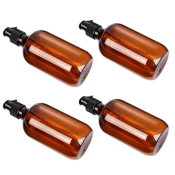 4 st 1 set 500 ml Trycktyp Bekväma Kosmetikflaskor För Resor (ljusbrun)