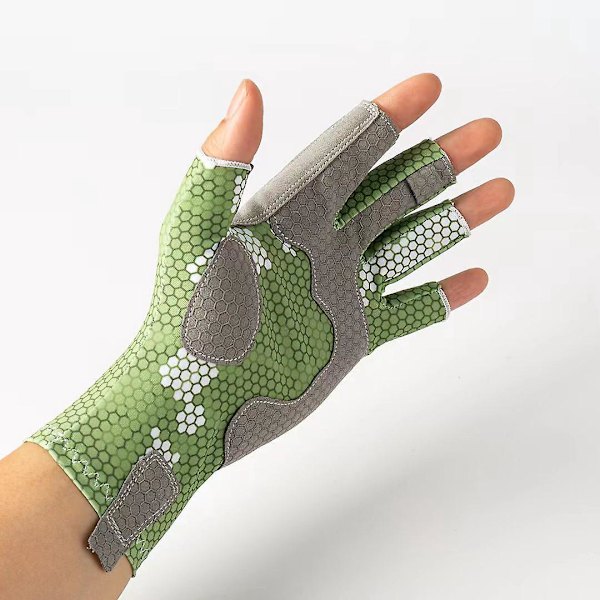 Kamuflage Fiskerihandsker - Silikon Anti-slip Design, Komfortable og Åndbare, Solbeskyttelse (2 stk)