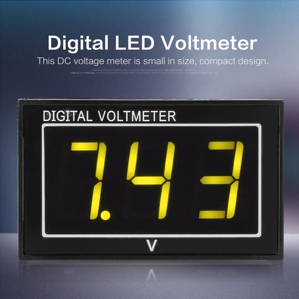 1 stk Digital 0,56″ LED-skjerm Vanntett Voltmeter DC Spenningsmålerpanel (2,5-30V, Gul)