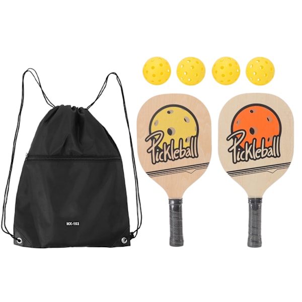 Pickleball-set med träracketar för nybörjare