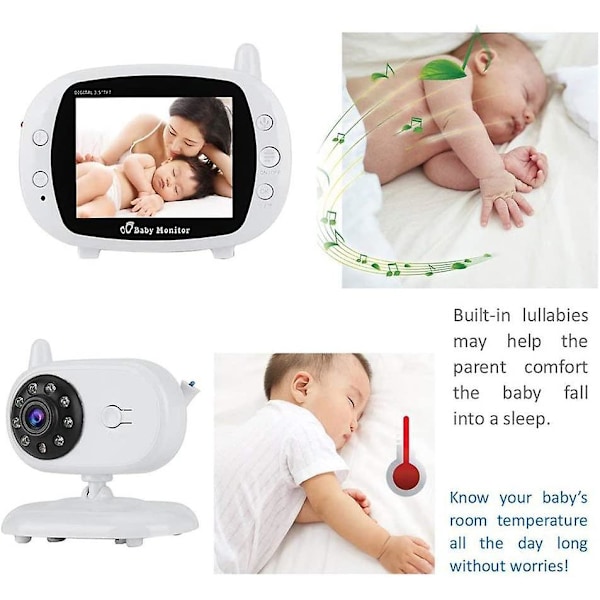Digital trådløs babyalarm med 2,4 GHz WiFi-sikkerhedskamera - 3,5\" skærm, tovejslyd, 70° vidvinkel, nattesyn