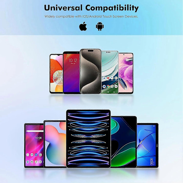 Universal pekepenn med berøringsskjerm, kompatibel med iOS/Android smarttelefoner og nettbrett, nettbrett penn med batteridisplay, hvit