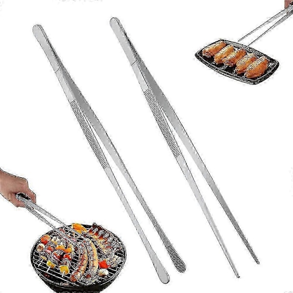 Matlagingspinsett rustfritt stål lang, 2 stk matlagingspinsett rustfritt stål, grillpinsett (30cm)