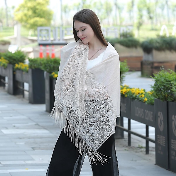Elegant spets Pashmina för bröllopssjalar för kvinnor