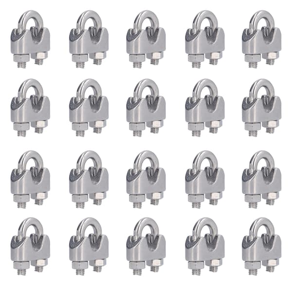 20 stk. rustfri stål wire reb klemme hardware rigging kabel clips lås fastgørelsesanordninger M8 (8mm)