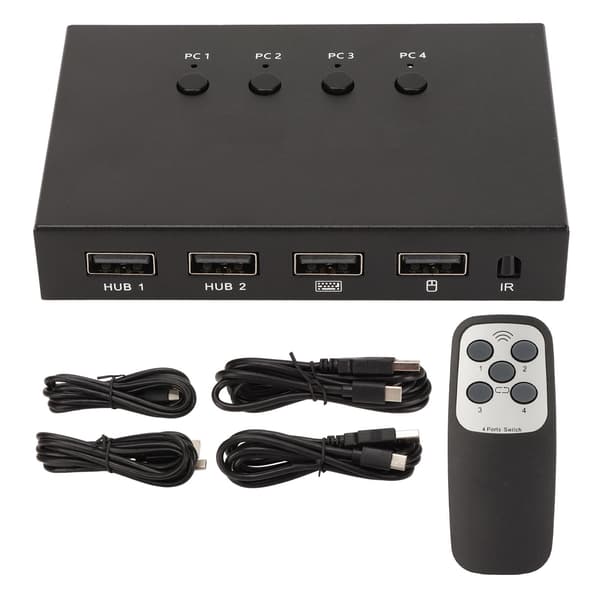 KVM Switcher 4K 60Hz 18Gbps 4 ind 1 ud HD Multimedia Interface 2.0 KVM Switcher med USB-interface