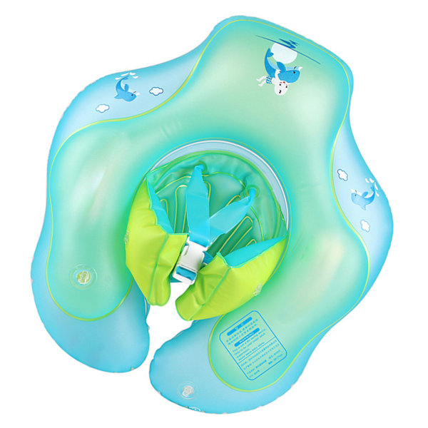 Barn Cartoon Pool Ring Uppblåsbara Tuber PVC Anti Flip Non Slip Säkerhetsbälte Väst Design Justerbar Längd Simring Flyter L för 12 till 36 Månader