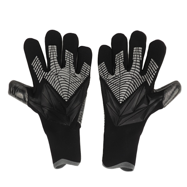 2 stk. Fodboldmålmandshandsker Sorte Anti-Slip Latex Åndbar Ekstra Fingerspidsbeskyttelse Målmandshandsker til Fodboldkonkurrence Nummer 7.