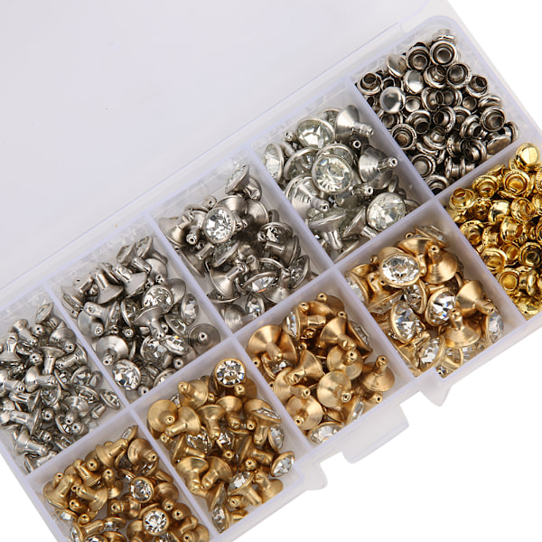 240 st Rhinestone Stud Rivet DIY Läder Väskor Kläder Dekoration Tillbehör 6-9mm +240 st Bas