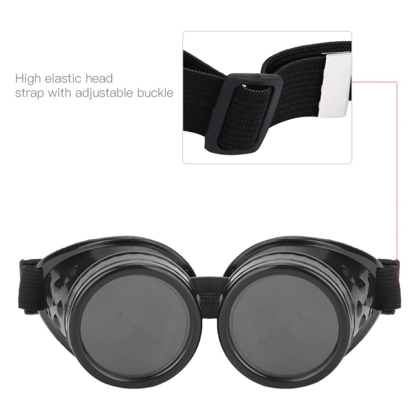 ABS Vintage Style Steampunk -suojalasit kaksikerroksiset aurinkolasit Party Prop Decorblackille