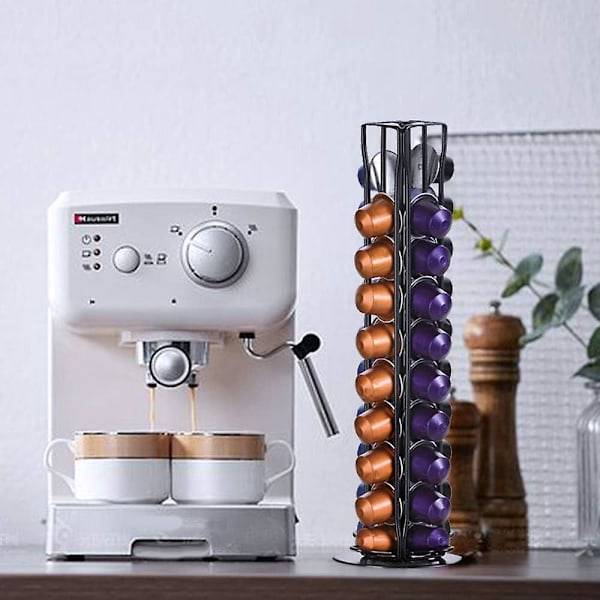 Nespresso Hållare Nespresso Kaffekapselhållare Nespresso Pod Kapseldispenser Hållare 40 Delar 360 Graders Roterbar Kapselhållare, Svart som Födelsedag