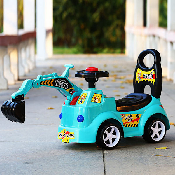 Barnvagn för barn 4 hjul Multifunktionell Musik Ride Toy Vehicle Stroller för barn 1 till 3 år Blå