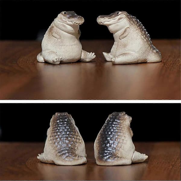 Lille alligatorstatue, gårdspladsornament, dyr, alligatorstatue