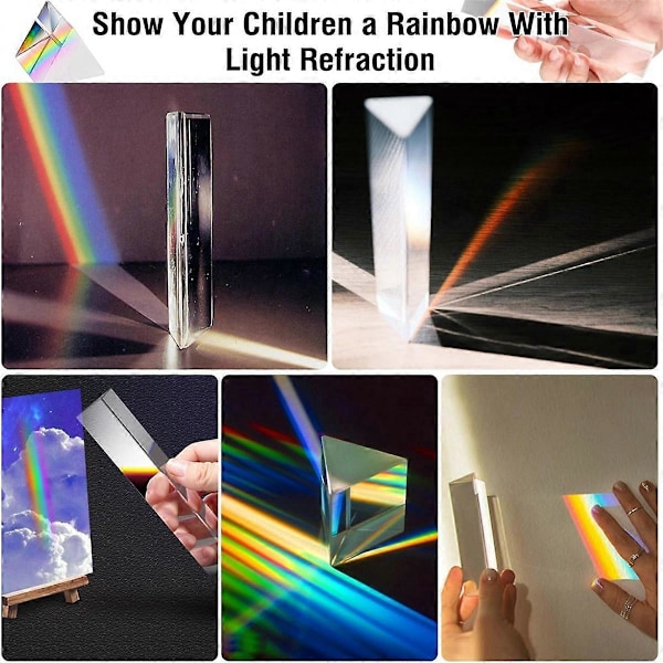 2 st Klar Triangulär Prisma, 6 & 1 tum Långa Optiska Prismor för Undervisning
