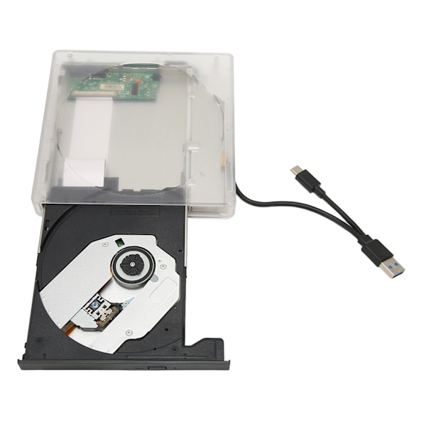 Extern DVD-enhet Typ C USB 3.0 Transparent Plug and Play Lågbrus DVD-brännare för bärbar dator stationär dator