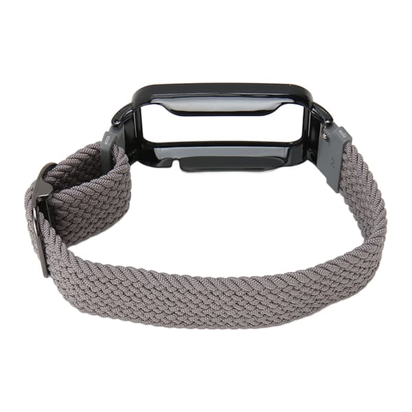 Flätat Loop-armband för Mi Band 7 Pro Justerbart Elastiskt Nylon Loop-armband med Skyddsram Grått Band Svart Fodral