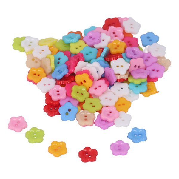 200 stk. Blomsterknapper Farverige DIY Fremstilling Plast Blanke Dekorative 1,3x1,3cm/0,5x0,5in Syknapper til Scrapbooking