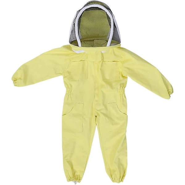 Børne Biavlskostume med Beskyttende Slør Professionel Jumpsuit Bi-besøger Bomuld Langærmet M L - Gul